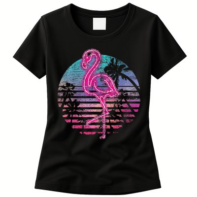 Retro Tropic Flamingo Womens T-Shirt