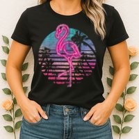 Retro Tropic Flamingo Womens T-Shirt