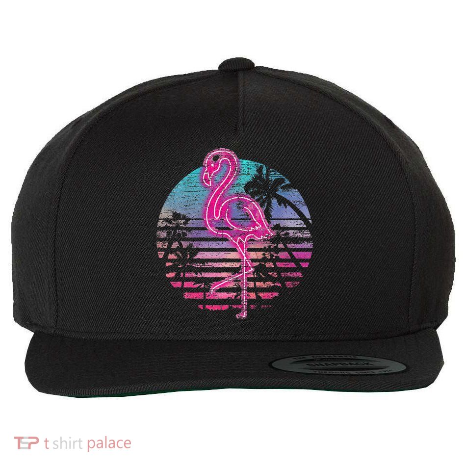 Retro Tropic Flamingo Wool Snapback Cap