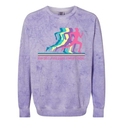 Running Track & Field Runner Motivational Training Colorblast Crewneck Sweatshirt