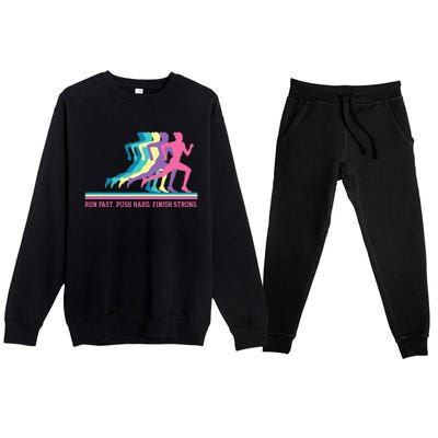 Running Track & Field Runner Motivational Training Premium Crewneck Sweatsuit Set