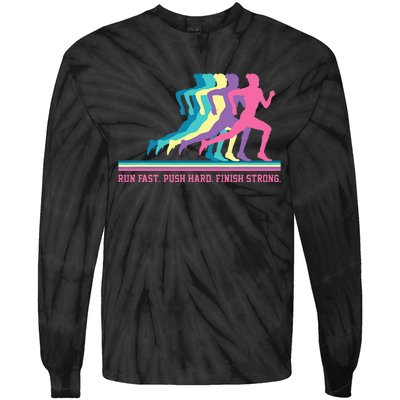 Running Track & Field Runner Motivational Training Tie-Dye Long Sleeve Shirt