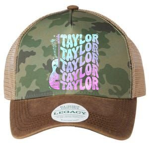 Retro Taylor First Name Personalized Groovy 80S Pink Legacy Tie Dye Trucker Hat