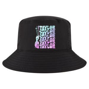 Retro Taylor First Name Personalized Groovy 80S Pink Cool Comfort Performance Bucket Hat