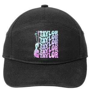 Retro Taylor First Name Personalized Groovy 80S Pink 7-Panel Snapback Hat