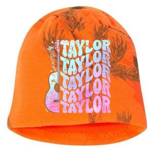 Retro Taylor First Name Personalized Groovy 80S Pink Kati - Camo Knit Beanie