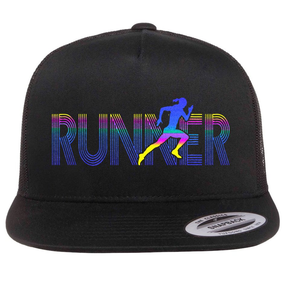 RUNNER Track & Field Cross Country Running Athlete Vintage Flat Bill Trucker Hat