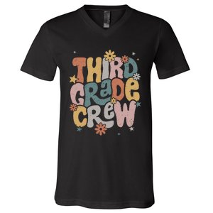 Retro Third Grade Crew 3rd Grade Teacher First Day Of School Teacher V-Neck T-Shirt