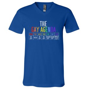 Rainbow The Gay Weekly Agenda Funny Lgbt Pride Gift V-Neck T-Shirt