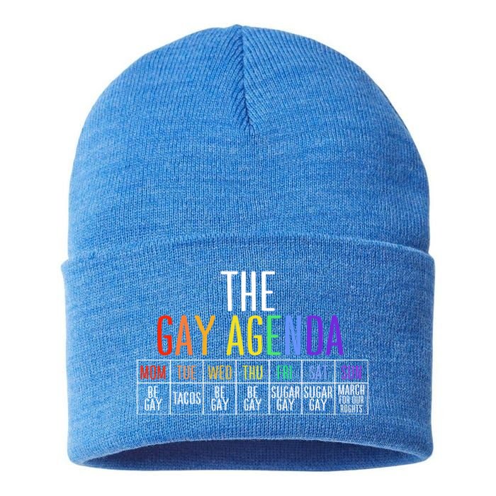 Rainbow The Gay Weekly Agenda Funny Lgbt Pride Gift Sustainable Knit Beanie