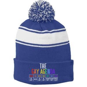 Rainbow The Gay Weekly Agenda Funny Lgbt Pride Gift Stripe Pom Pom Beanie