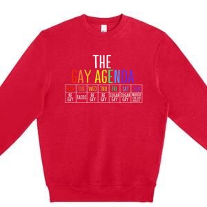 Rainbow The Gay Weekly Agenda Funny Lgbt Pride Gift Premium Crewneck Sweatshirt