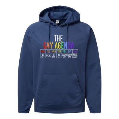 Rainbow The Gay Weekly Agenda Funny Lgbt Pride Gift Performance Fleece Hoodie