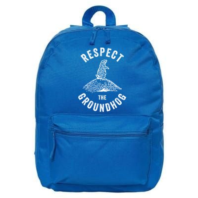 Respect The Groundhog Funny Groundhog Day Shadow Lover Gift 16 in Basic Backpack