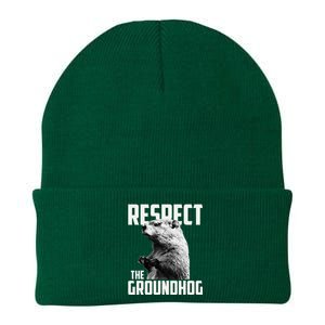 Respect The Groundhog Ground Hog Day Knit Cap Winter Beanie