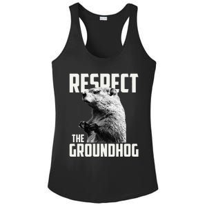 Respect The Groundhog Ground Hog Day Ladies PosiCharge Competitor Racerback Tank