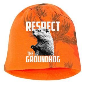 Respect The Groundhog Ground Hog Day Kati - Camo Knit Beanie