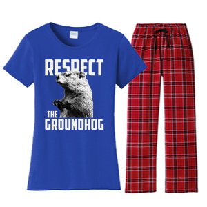 Respect The Groundhog Ground Hog Day Women's Flannel Pajama Set