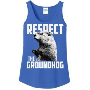 Respect The Groundhog Ground Hog Day Ladies Essential Tank