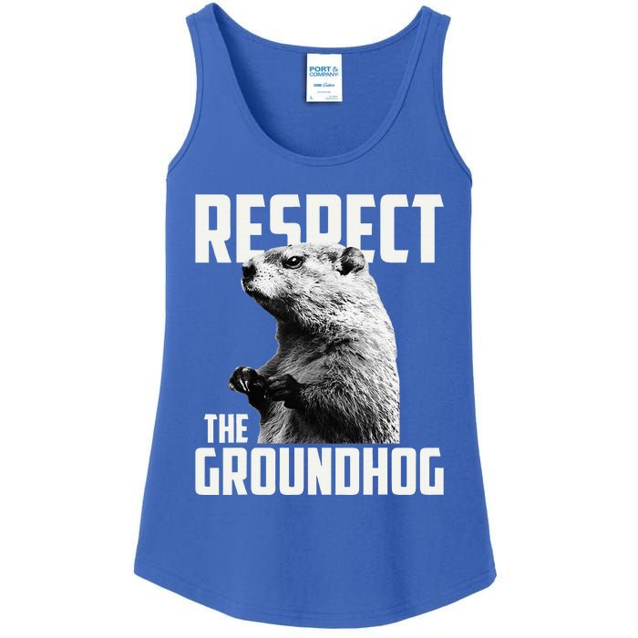 Respect The Groundhog Ground Hog Day Ladies Essential Tank