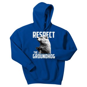 Respect The Groundhog Ground Hog Day Kids Hoodie