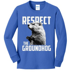 Respect The Groundhog Ground Hog Day Kids Long Sleeve Shirt