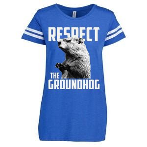 Respect The Groundhog Ground Hog Day Enza Ladies Jersey Football T-Shirt