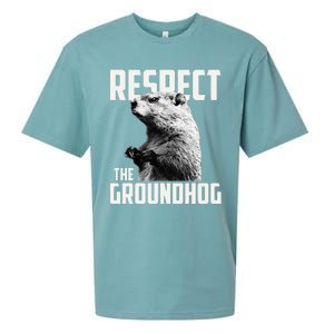 Respect The Groundhog Ground Hog Day Sueded Cloud Jersey T-Shirt