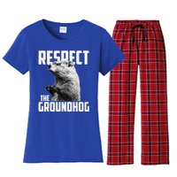 Respect The Groundhog Ground Hog Day Women's Flannel Pajama Set