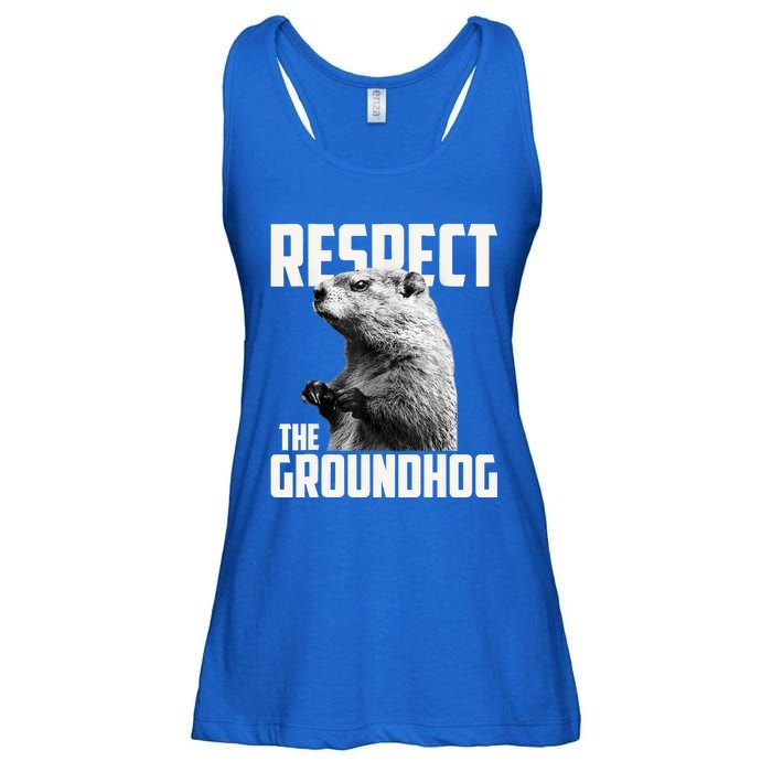 Respect The Groundhog Ground Hog Day Ladies Essential Flowy Tank