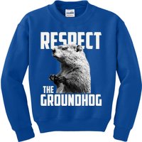 Respect The Groundhog Ground Hog Day Kids Sweatshirt