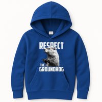 Respect The Groundhog Ground Hog Day Kids Hoodie