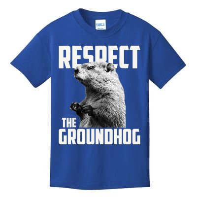 Respect The Groundhog Ground Hog Day Kids T-Shirt