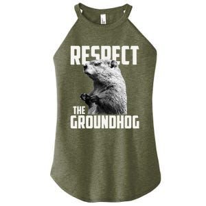 Respect The Groundhog Ground Hog Day Women's Perfect Tri Rocker Tank