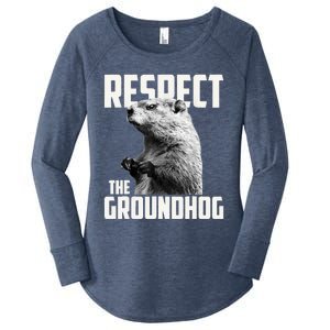 Respect The Groundhog Ground Hog Day Women's Perfect Tri Tunic Long Sleeve Shirt