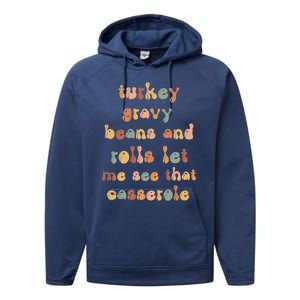 Retro Turkey Gravy Beans And Rolls Let Me See That Casserole Gift Performance Fleece Hoodie