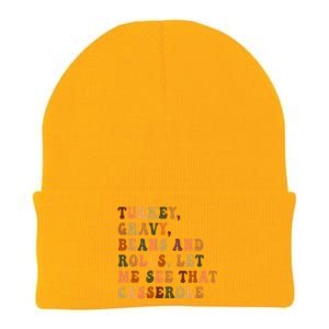 Retro Turkey Gravy Beans And Rolls Let Me See That Casserole Gift Knit Cap Winter Beanie