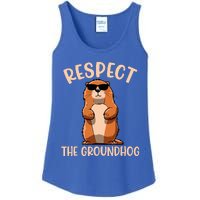 Respect The Groundhog Funny Woodchuck Groundhog Day Ladies Essential Tank