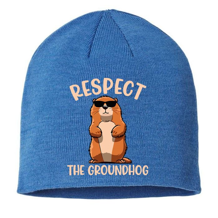 Respect The Groundhog Funny Woodchuck Groundhog Day Sustainable Beanie