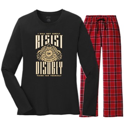 Medical Freedom  I Will Not Comply Women's Long Sleeve Flannel Pajama Set 