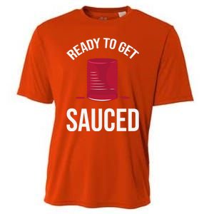 Ready To Get Sauced Funny Cranberry Sauce Thanksgiving Food Gift Cooling Performance Crew T-Shirt