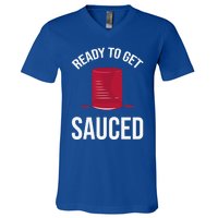 Ready To Get Sauced Funny Cranberry Sauce Thanksgiving Food Gift V-Neck T-Shirt