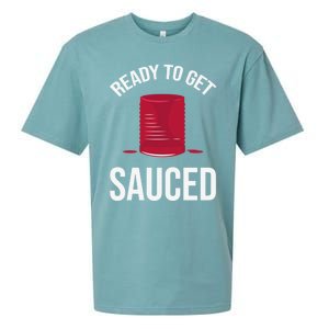 Ready To Get Sauced Funny Cranberry Sauce Thanksgiving Food Gift Sueded Cloud Jersey T-Shirt