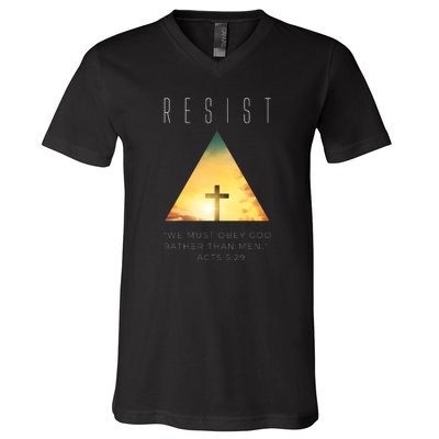 Resist The Great Reset Christian Conservative NWO V-Neck T-Shirt