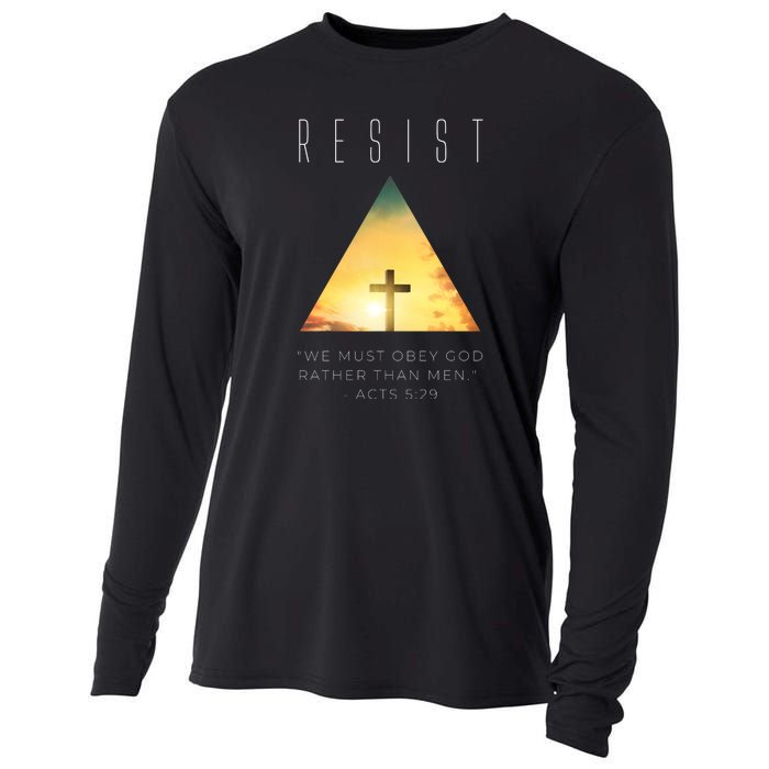 Resist The Great Reset Christian Conservative NWO Cooling Performance Long Sleeve Crew