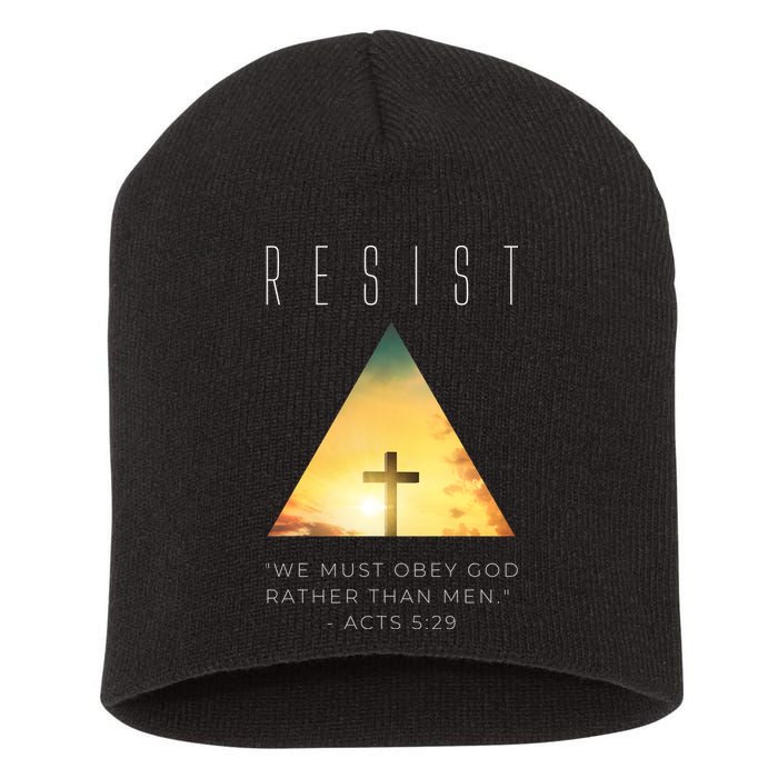 Resist The Great Reset Christian Conservative NWO Short Acrylic Beanie