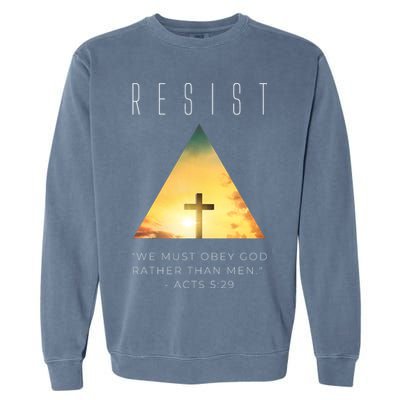 Resist The Great Reset Christian Conservative NWO Garment-Dyed Sweatshirt