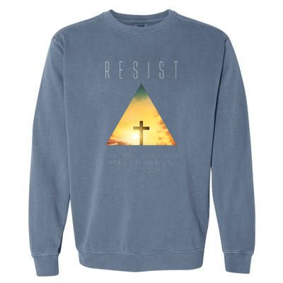 Resist The Great Reset Christian Conservative NWO Garment-Dyed Sweatshirt