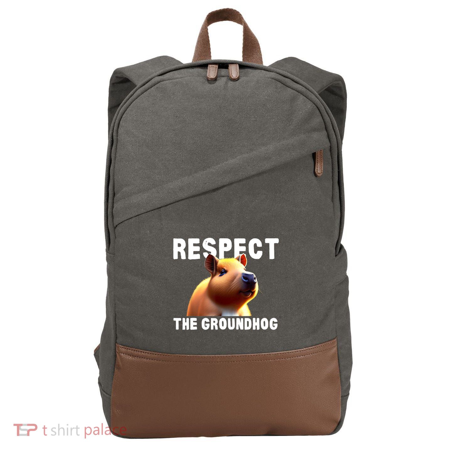 Respect The Groundhog GroundHog Day Cotton Canvas Backpack