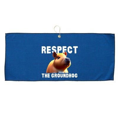 Respect The Groundhog GroundHog Day Large Microfiber Waffle Golf Towel